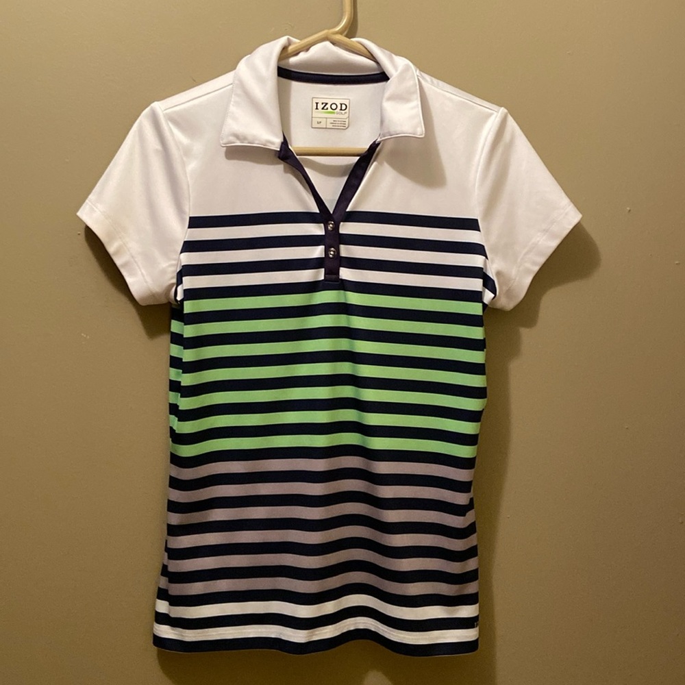 IZOD Golf, Women’s Golf Shirt, Polo,Short Sleeve Striped, Size Small Multicolor